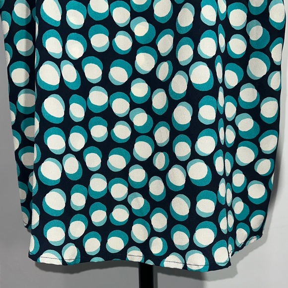 LOFT Teal, Cream and Navy Blue 3/4 Sleeve Blouse Top Size Medium - Picture 7 of 13